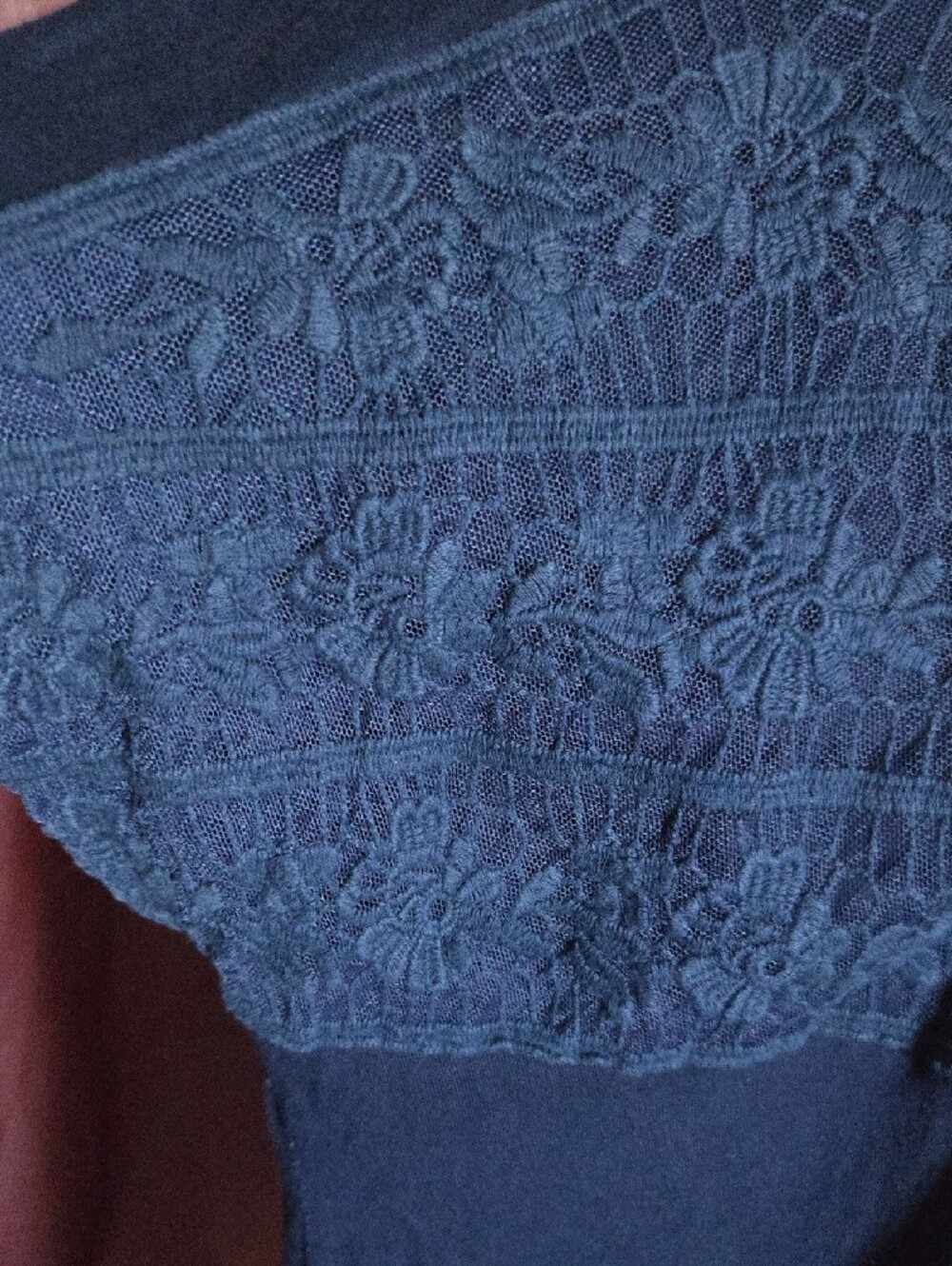 Roaman's Navy Embroidered Scoop Neck Short-Sleeve Top - Picture 5 of 6